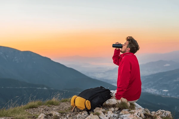 hiker drinking water