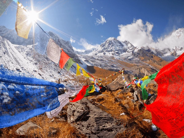 prayer flags in annapurna base camp